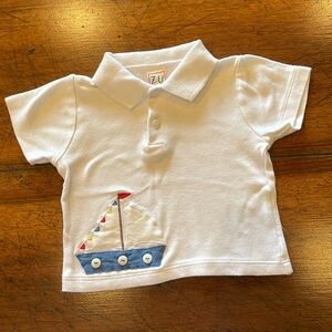 ZU | white sailboat polo shirt | 12 months 74cm